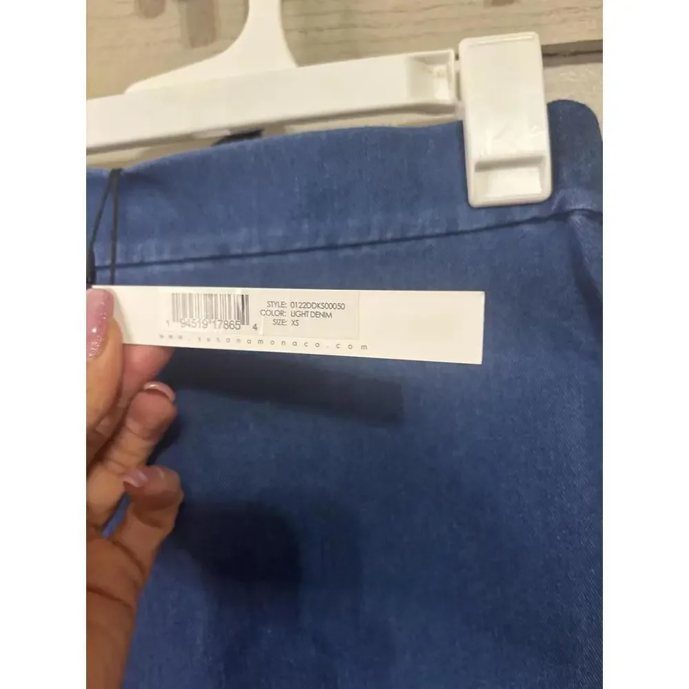 Susana Monaco Stylish Light Denim Mini Skirt XS - Picture 2 of 8
